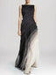 Women's Ombré Tiered Chiffon Sleeveless Maxi Dress