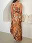 Women's One Shoulder Tie Front Maxi Dress
