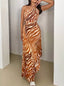 Women's One Shoulder Tie Front Maxi Dress