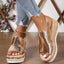 Women's Peep Toe Espadrille Wedge Sandals With Ankle Strap