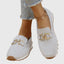 Women's Platform Slip-On Loafers With Metal Buckle Detail