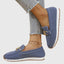 Women's Platform Slip-On Loafers With Metal Buckle Detail