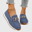 Women's Platform Slip-On Loafers With Metal Buckle Detail