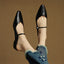 Women's Pointed Toe Buckle Strap Flat Slip-On Mules