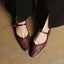 Women's Pointed Toe Buckle Strap Flat Slip-On Mules