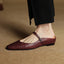 Women's Pointed Toe Buckle Strap Flat Slip-On Mules