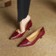 Women's Pointed Toe Slip-On Low Block Heel Pumps