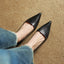 Women's Pointed Toe Slip-On Low Block Heel Pumps