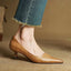 Women's Pointed Toe Slip-On Low Block Heel Pumps