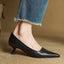 Women's Pointed Toe Slip-On Low Block Heel Pumps