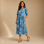 Women's Printed V-Neck Short Sleeves Midi Dress