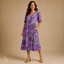 Women's Printed V-Neck Short Sleeves Midi Dress
