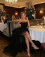 Women's Prom Black Strapless Tulle High Low Tiered Ruffle Maxi Dress