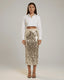 Women's Prom Champagne Gold Sequin Paillette Bodycon Midi Skirt