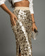 Women's Prom Champagne Gold Sequin Paillette Bodycon Midi Skirt