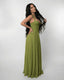 Women's Prom Halter Neck Sweetheart Pleated Flowy Maxi Dress