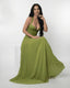 Women's Prom Halter Neck Sweetheart Pleated Flowy Maxi Dress