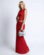 Women's Prom Red Floral Sleeveless Crop Top Maxi Skirt Two Piece Set