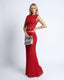 Women's Prom Red Floral Sleeveless Crop Top Maxi Skirt Two Piece Set