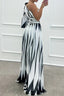 Women's Prom Striped One Shoulder Slit Maxi Dress