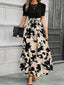 Women’s Puff Sleeve Colorblock Maxi Dress