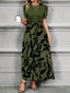 Women’s Puff Sleeve Colorblock Maxi Dress