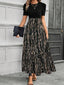 Women’s Puff Sleeve Colorblock Maxi Dress