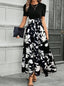 Women’s Puff Sleeve Colorblock Maxi Dress