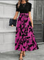 Women’s Puff Sleeve Colorblock Maxi Dress