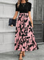 Women’s Puff Sleeve Colorblock Maxi Dress