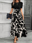 Women’s Puff Sleeve Colorblock Maxi Dress