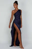 Women's Asymmetric One-Shoulder Refined Maxi Dress