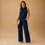 Women's Relaxed Sleeveless High-Neck Wide-Leg Full-Length Jumpsuit