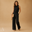 Women's Relaxed Sleeveless High-Neck Wide-Leg Full-Length Jumpsuit