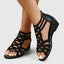 Women's Rhinestone Cutout Gladiator Low Wedge Zip-Up Sandals