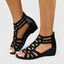 Women's Rhinestone Cutout Gladiator Low Wedge Zip-Up Sandals