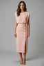 Women's Wedding Guest Sleeveless Button Slit Fitted Midi Dress