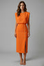 Women's Wedding Guest Sleeveless Button Slit Fitted Midi Dress