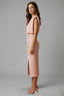 Women's Wedding Guest Sleeveless Button Slit Fitted Midi Dress