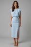 Women's Wedding Guest Sleeveless Button Slit Fitted Midi Dress