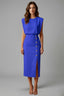 Women's Wedding Guest Sleeveless Button Slit Fitted Midi Dress