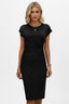Women's Wedding Guest Ruched Waist Bodycon Cap Sleeve Midi Dress