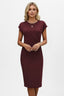 Women's Wedding Guest Ruched Waist Bodycon Cap Sleeve Midi Dress