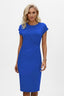 Women's Wedding Guest Ruched Waist Bodycon Cap Sleeve Midi Dress