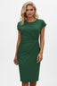 Women's Wedding Guest Ruched Waist Bodycon Cap Sleeve Midi Dress