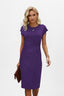 Women's Wedding Guest Ruched Waist Bodycon Cap Sleeve Midi Dress