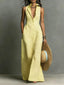 Women's Sleeveless Button Down Lapel Collar Maxi Shirt Dress