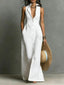 Women's Sleeveless Button Down Lapel Collar Maxi Shirt Dress