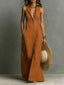 Women's Sleeveless Button Down Lapel Collar Maxi Shirt Dress