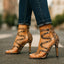 Women's Snakeskin Print Wrap Strap Stiletto Heels